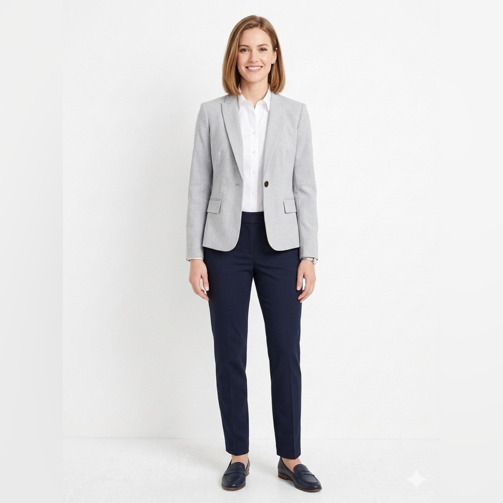 Calvin Klein Light Gray Tailored Blazer 10 Single Button Career Workwear Jacket